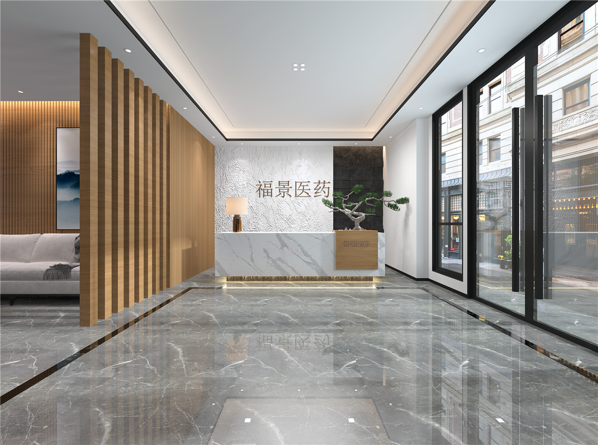 郑州福景医药公司中式办公楼装修成效图