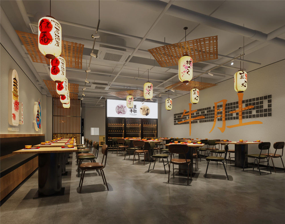 郑州神都霸王牛肚烧烤餐厅装修设计成效图